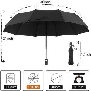 Windproof Black Travel Umbrella with Teflon